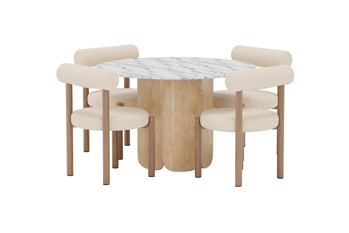 Tekla Dining Set mit Stühlen Tillo in Weiss präsentiert im Onlineshop von KAQTU Design AG. Esszimmerset ist von Venture Home