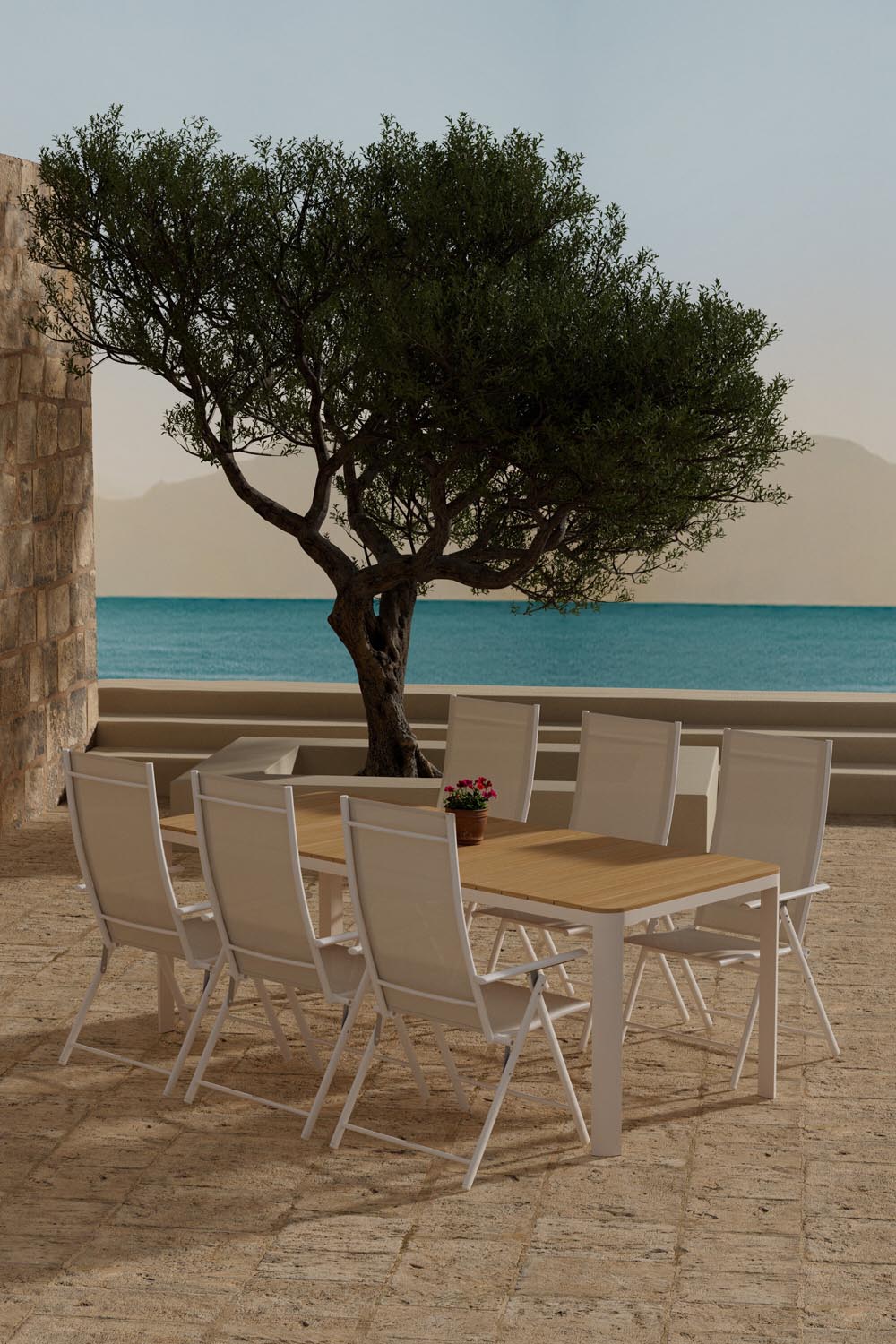 Esstisch Etna mit Stühlen Levanzo in  präsentiert im Onlineshop von KAQTU Design AG. Gartentischset ist von Venture Home