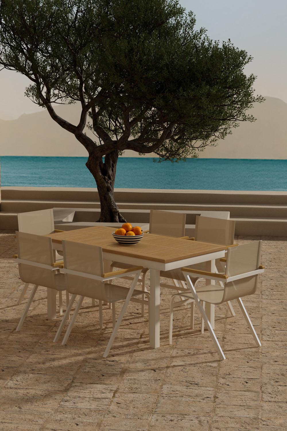 Panama Esstisch mit Mexico Stühlen in  präsentiert im Onlineshop von KAQTU Design AG. Gartentischset ist von Venture Home