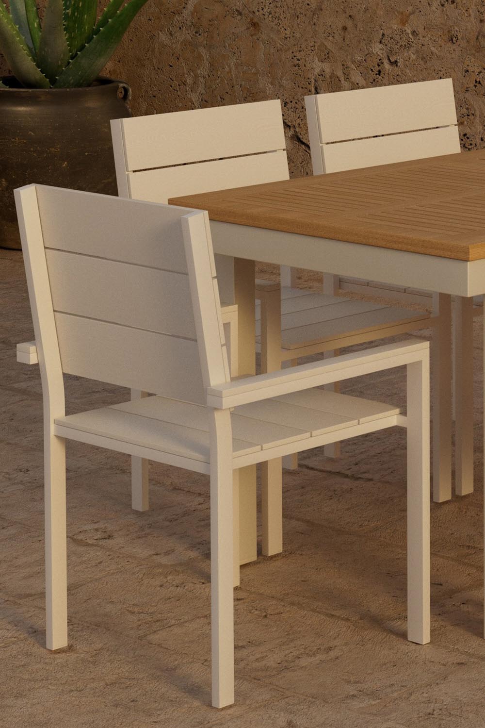 Panama Esstisch mit Levels Stühlen in  präsentiert im Onlineshop von KAQTU Design AG. Gartentischset ist von Venture Home