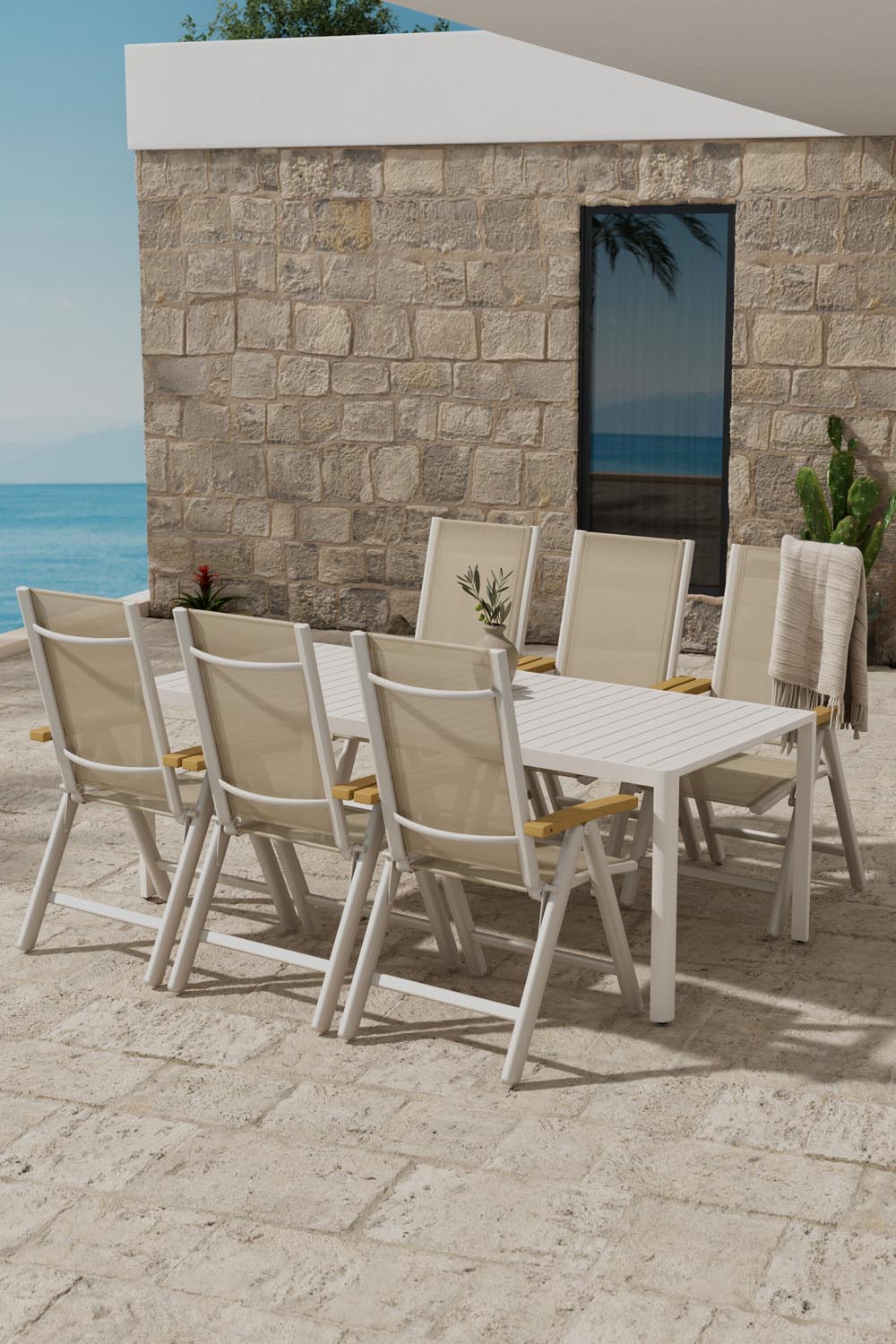 Giardini Esstisch mit Panama-Stühlen in  präsentiert im Onlineshop von KAQTU Design AG. Gartentischset ist von Venture Home