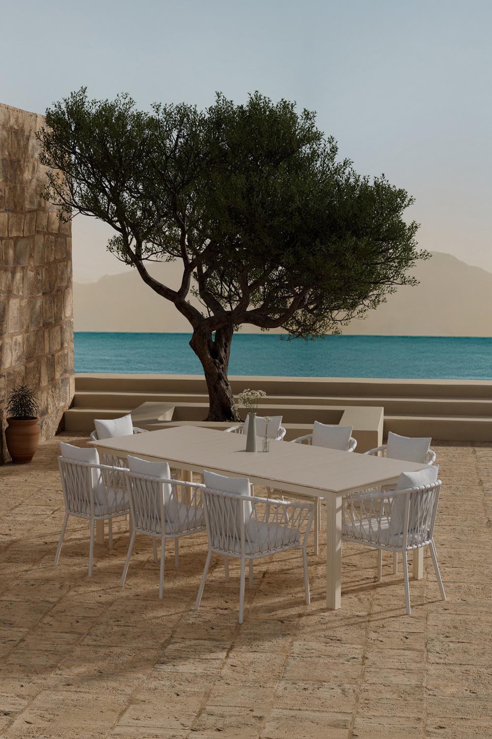 Levels Esszimmertisch mit Linos Stühlen in  präsentiert im Onlineshop von KAQTU Design AG. Gartentischset ist von Venture Home