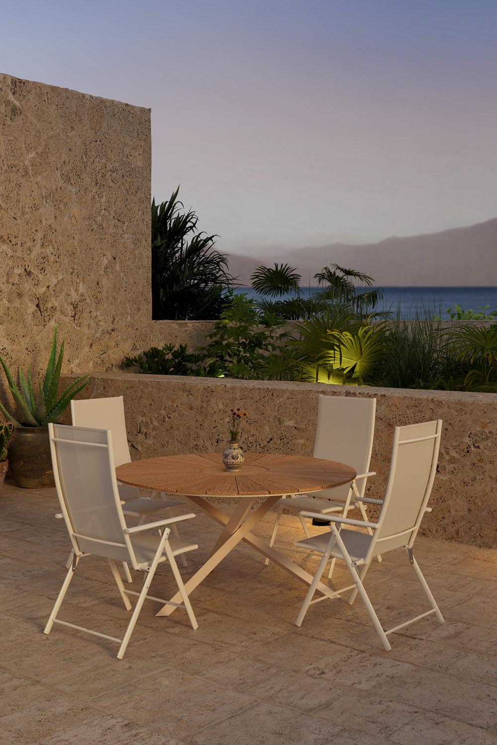 Mexico Esstisch mit Levanzo Stühlen in  präsentiert im Onlineshop von KAQTU Design AG. Gartentischset ist von Venture Home