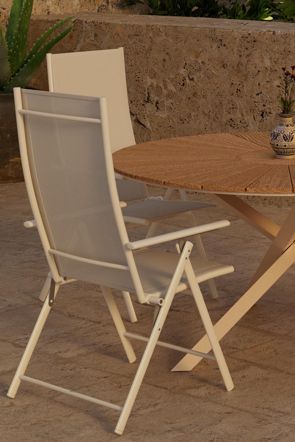 Mexico Esstisch mit Levanzo Stühlen in  präsentiert im Onlineshop von KAQTU Design AG. Gartentischset ist von Venture Home