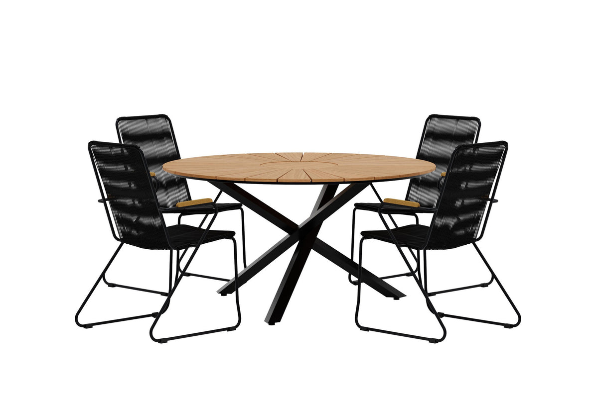 Mexico Esstisch mit Bois Stühlen in Schwarz präsentiert im Onlineshop von KAQTU Design AG. Gartentischset ist von Venture Home
