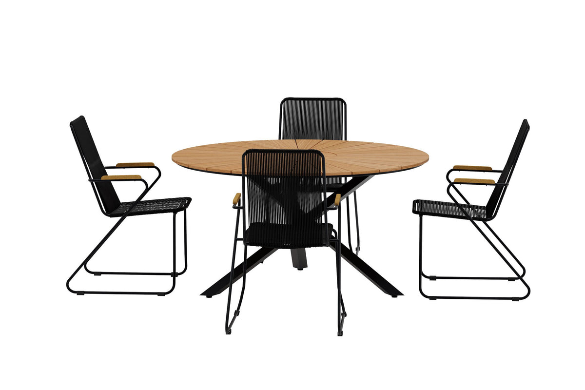 Mexico Esstisch mit Bois Stühlen in Schwarz präsentiert im Onlineshop von KAQTU Design AG. Gartentischset ist von Venture Home
