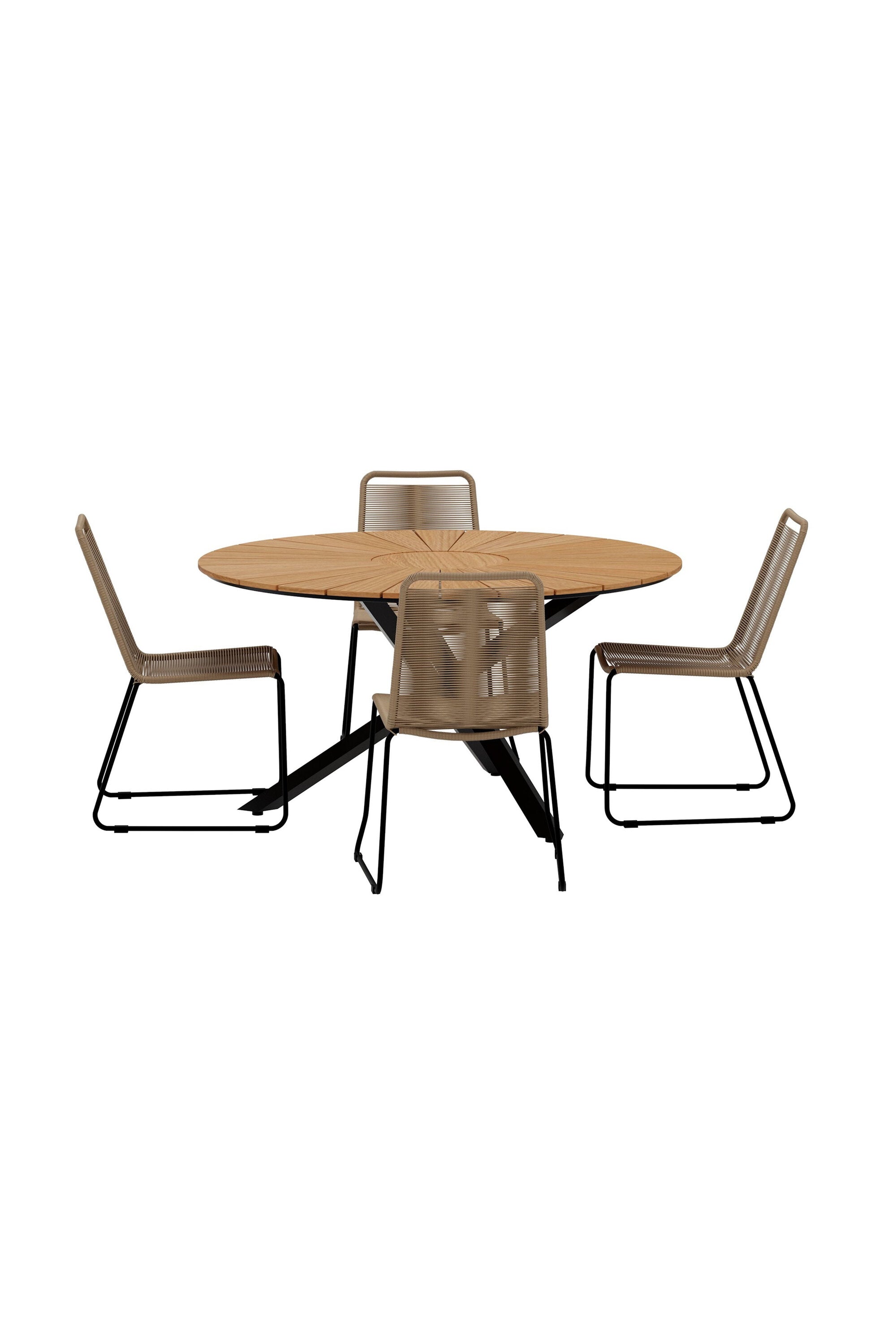 Mexiko Esszimmertisch mit Lindos-Stühlen in  präsentiert im Onlineshop von KAQTU Design AG. Gartentischset ist von Venture Home