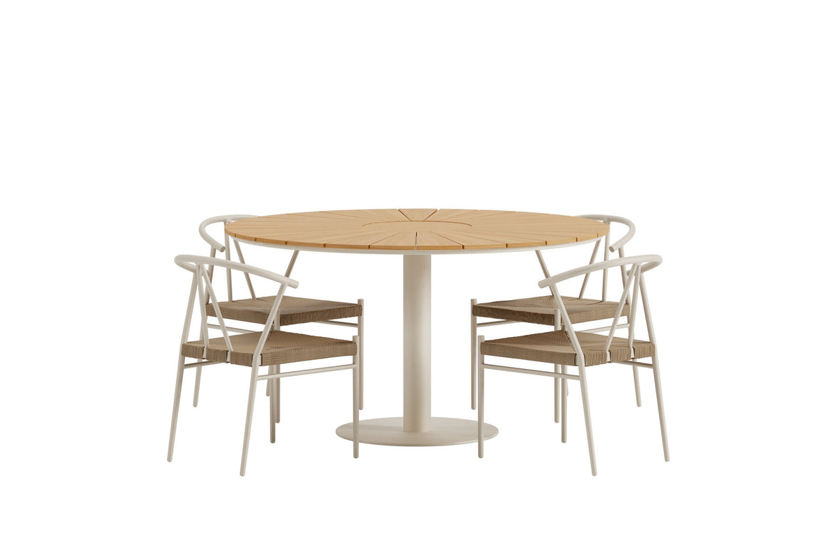 Gartentisch Croft mit Stühlen Alfons in Beige präsentiert im Onlineshop von KAQTU Design AG. Gartentischset ist von Venture Home