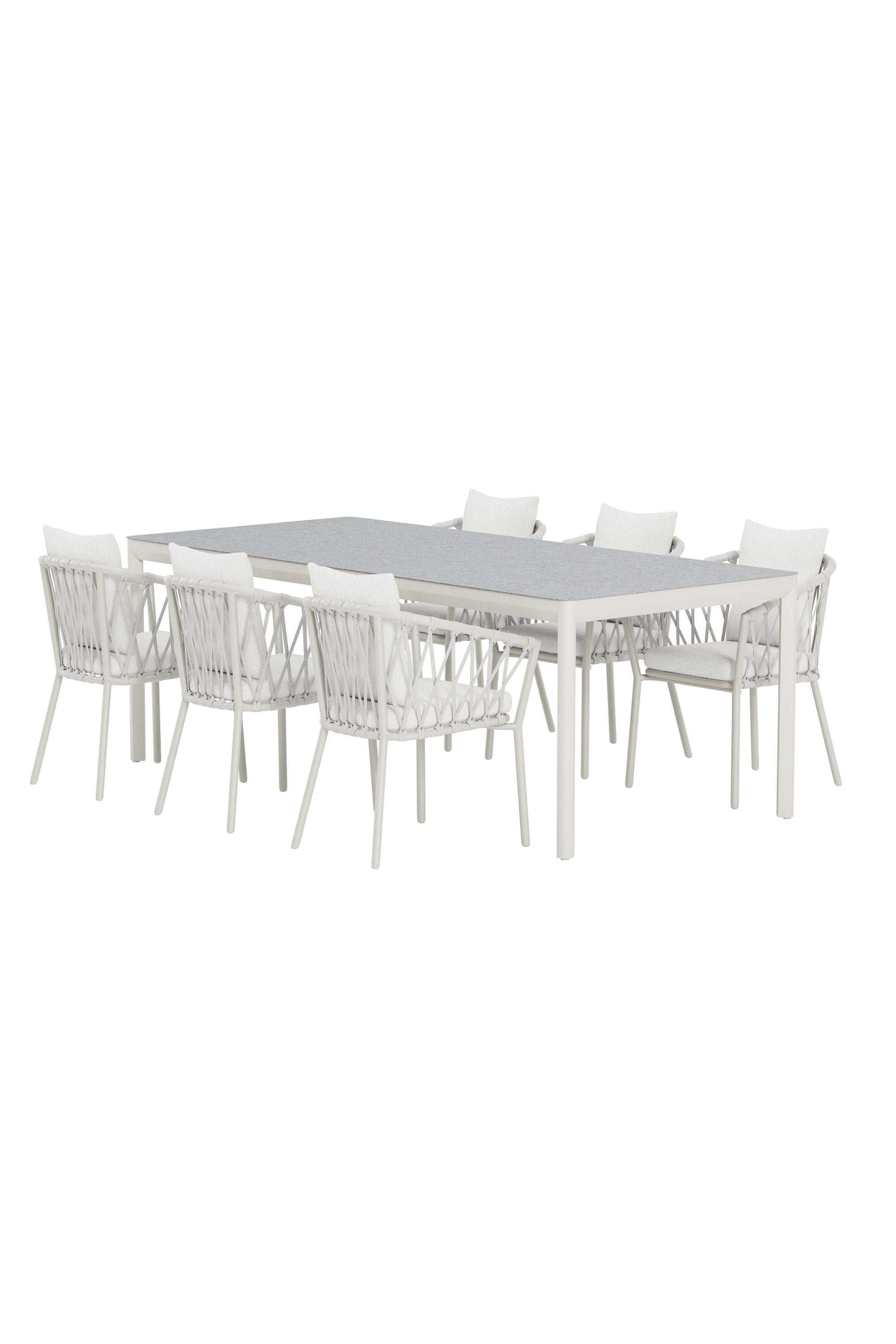 Lino Esstisch mit Linos Stühlen in  präsentiert im Onlineshop von KAQTU Design AG. Gartentischset ist von Venture Home