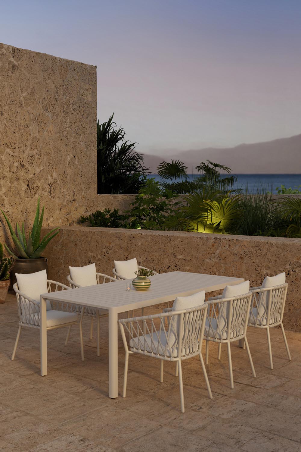 Giardini Esstisch mit Linos Stühlen in  präsentiert im Onlineshop von KAQTU Design AG. Gartentischset ist von Venture Home