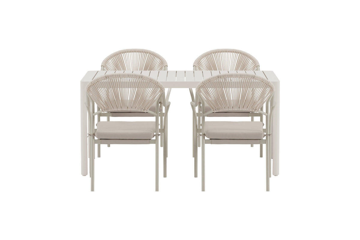Giardini Esstisch mit Paros Stühlen in Beige präsentiert im Onlineshop von KAQTU Design AG. Gartentischset ist von Venture Home