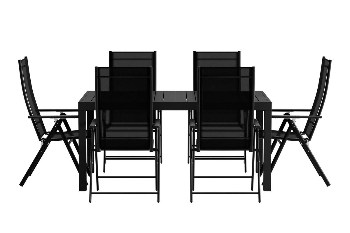 Esstisch mit Stühlen von Capo Esstisch mit Levanzo Stühlen in Schwarz präsentiert im Onlineshop von KAQTU Design AG. Gartentischset ist von Venture Home