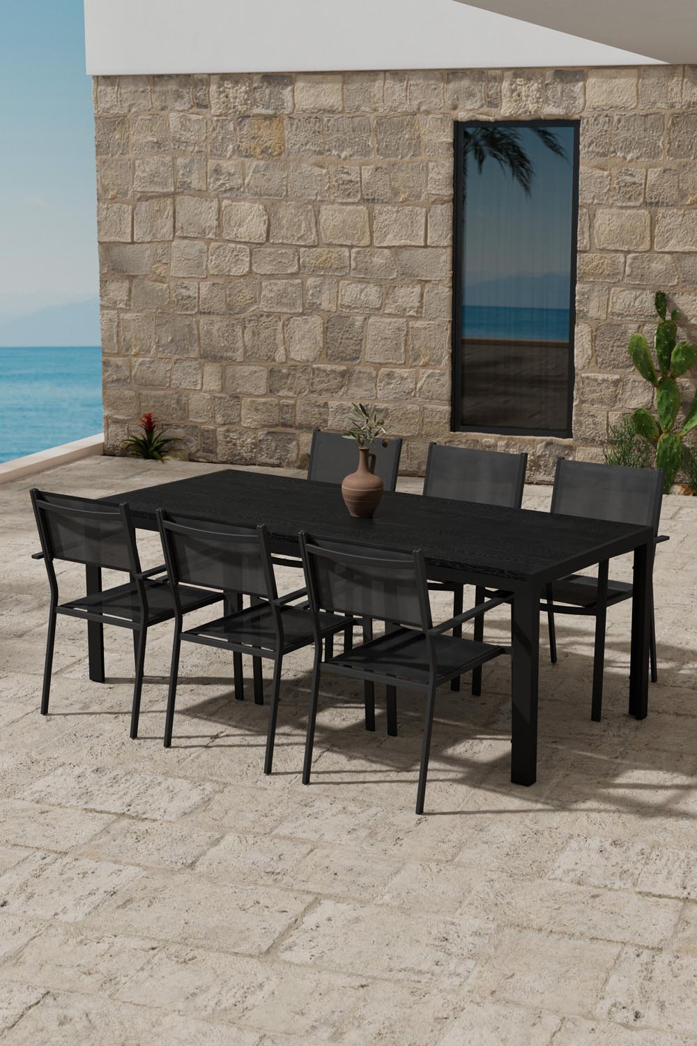Tisch Mirko mit Copacabana-Stühlen in  präsentiert im Onlineshop von KAQTU Design AG. Gartentischset ist von Venture Home