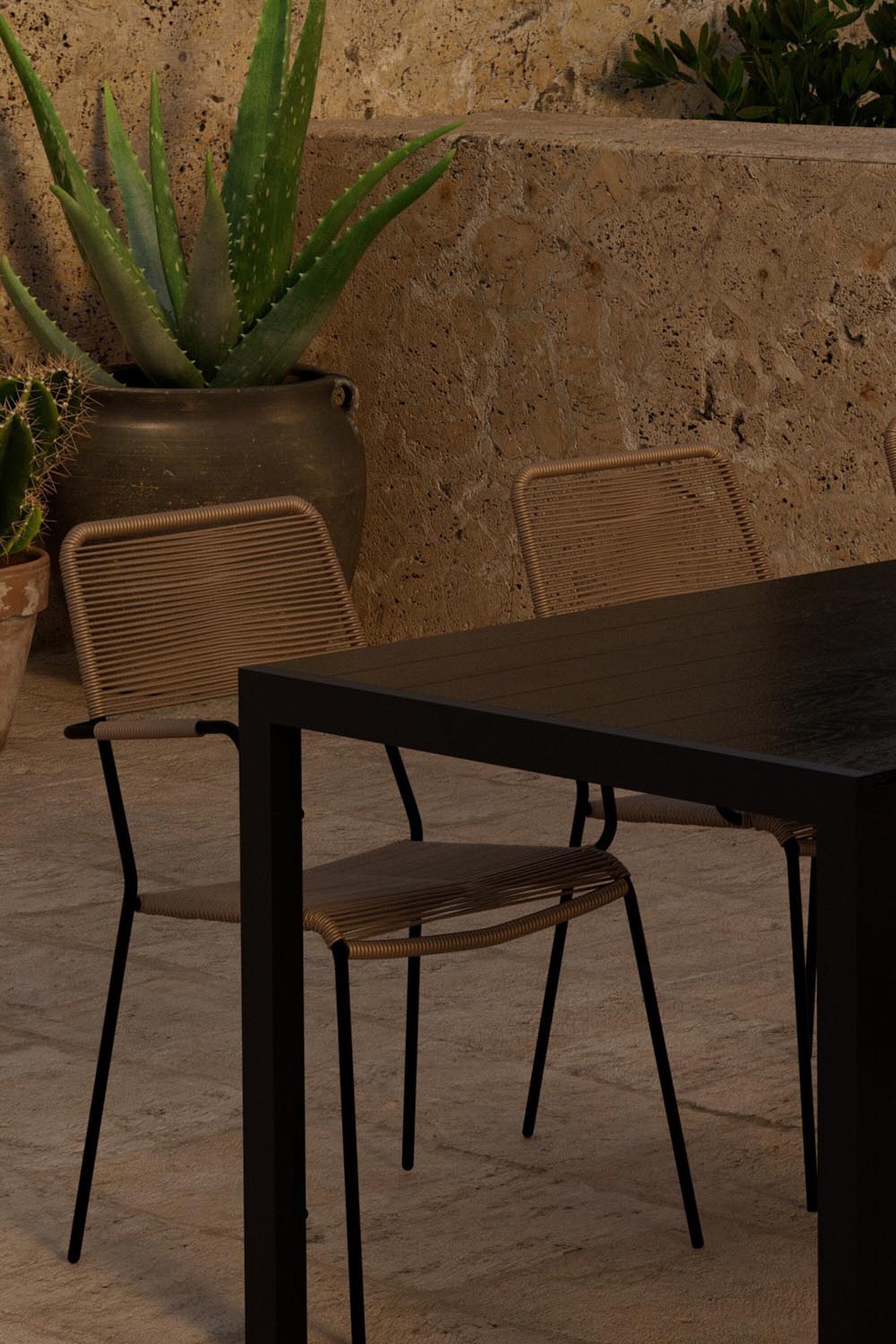 Esstisch mit Lindos Stühlen in  präsentiert im Onlineshop von KAQTU Design AG. Gartentischset ist von Venture Home