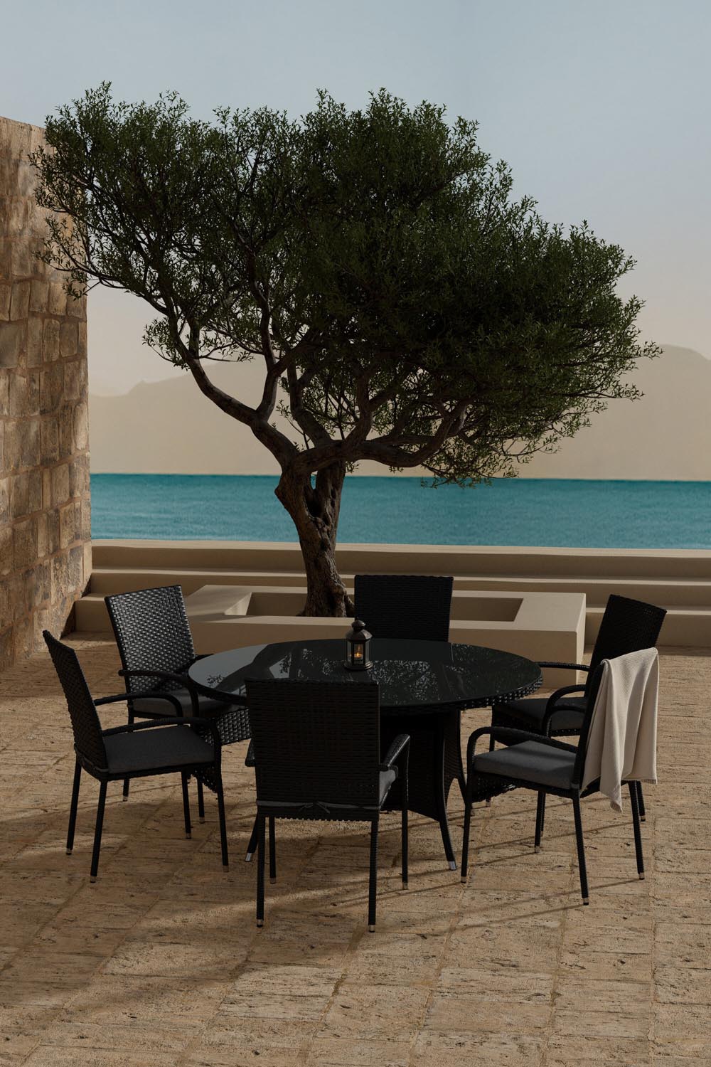 Volta Esstisch mit Anna Stühlen in  präsentiert im Onlineshop von KAQTU Design AG. Gartentischset ist von Venture Home