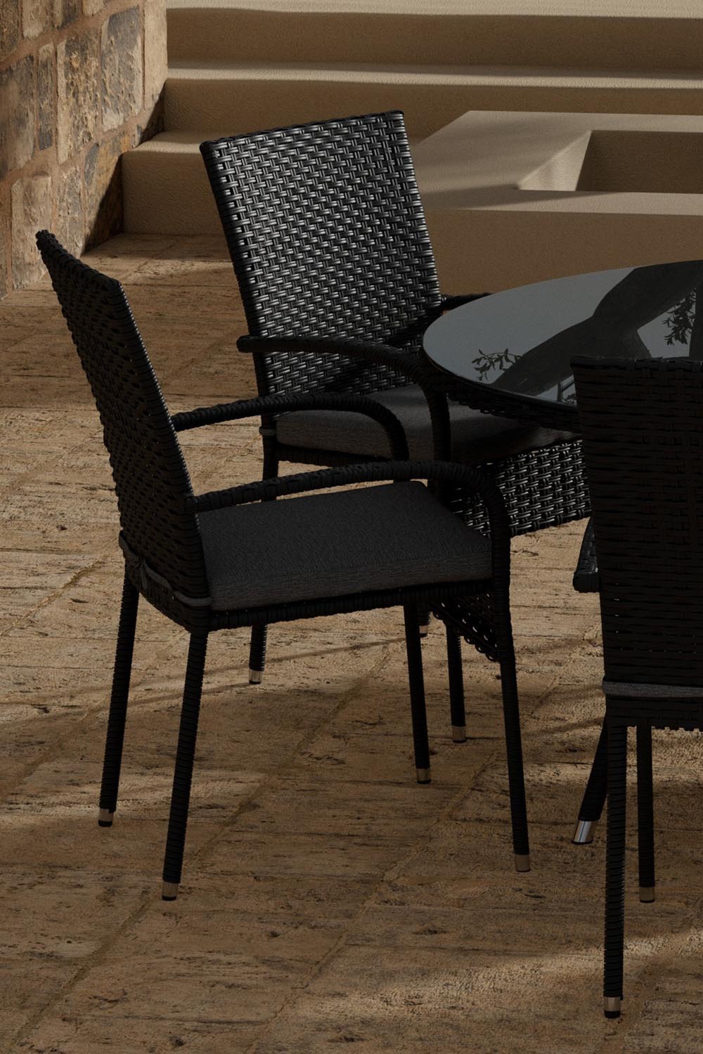 Volta Esstisch mit Anna Stühlen in  präsentiert im Onlineshop von KAQTU Design AG. Gartentischset ist von Venture Home