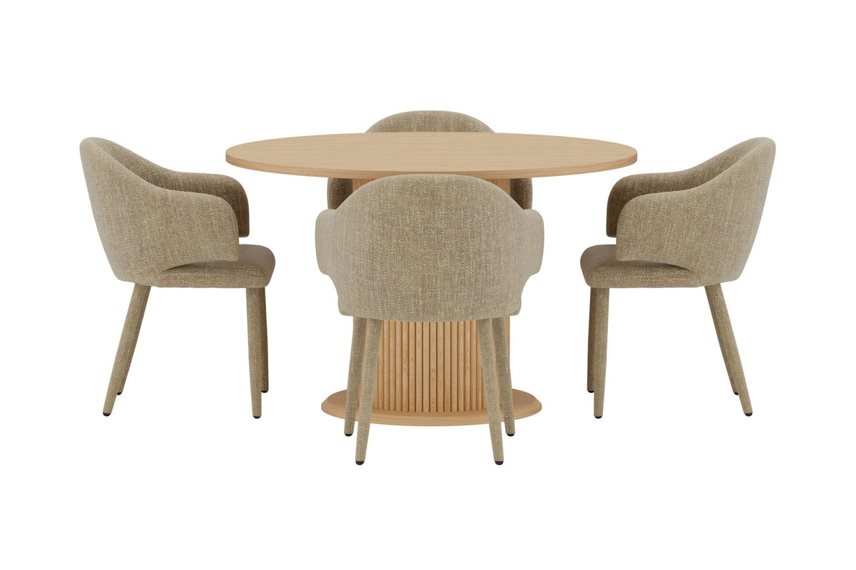 Reko Esstisch mit Stühlen Evelin in Beige präsentiert im Onlineshop von KAQTU Design AG. Esszimmerset ist von Venture Home