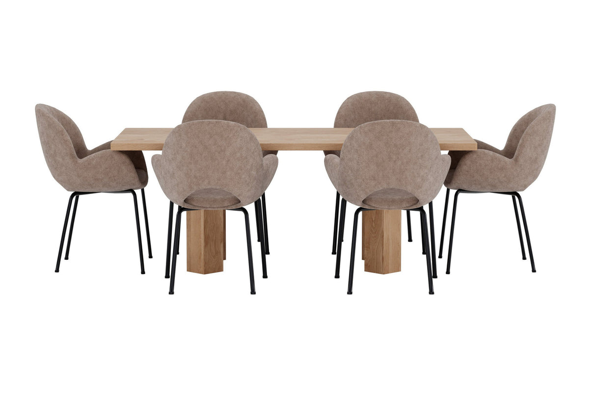 Lillehammer Esstisch mit Florensa-Stühlen in Braun präsentiert im Onlineshop von KAQTU Design AG. Esszimmerset ist von Venture Home