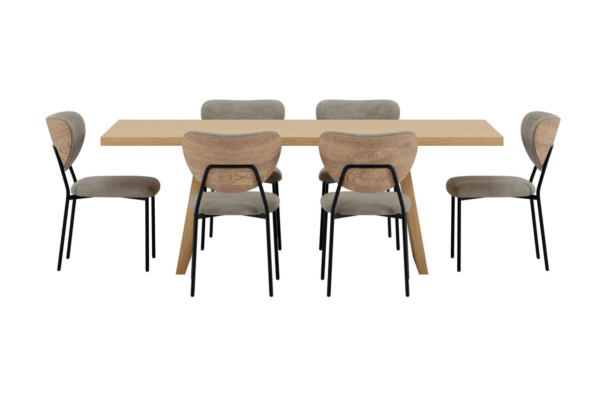 Logga Esstisch mit Butterfly Stühlen in Beige präsentiert im Onlineshop von KAQTU Design AG. Esszimmerset ist von Venture Home