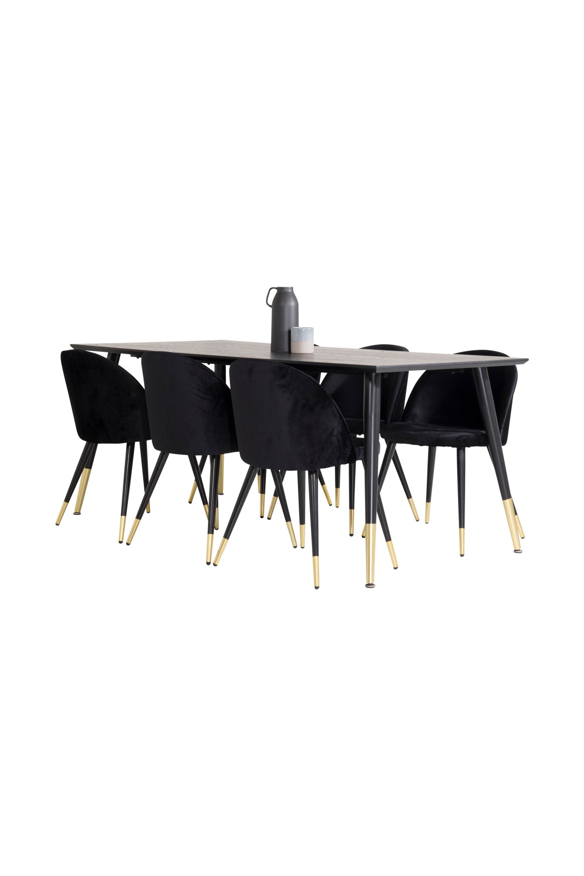 Dipp Esszimmerset + Velvet 180cm/6St. in Schwarz / Gold präsentiert im Onlineshop von KAQTU Design AG. Esszimmerset ist von Venture Home