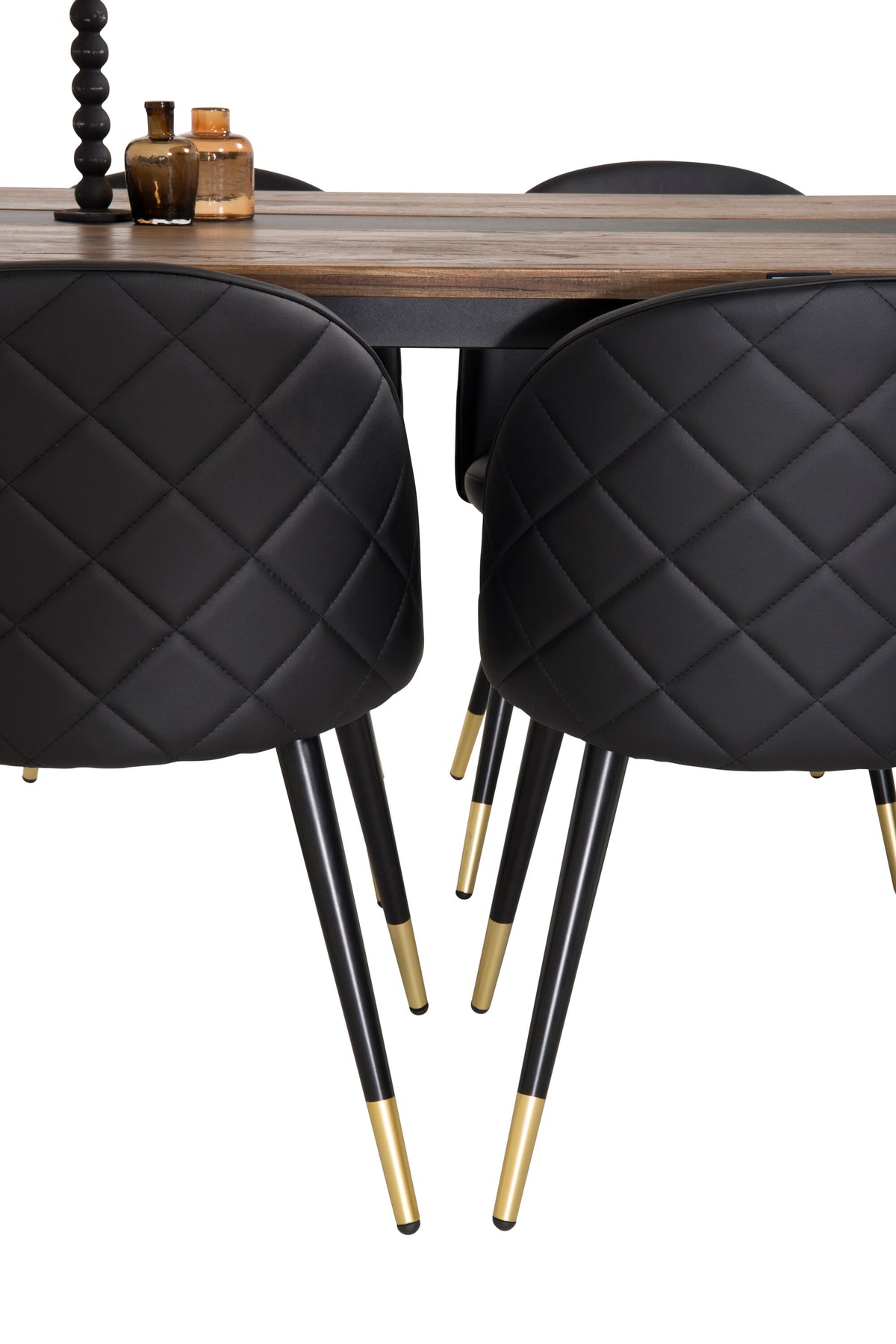 Jakarta Esszimmerset + Velvet 200cm/6St. in Schwarz / Gold präsentiert im Onlineshop von KAQTU Design AG. Esszimmerset ist von Venture Home