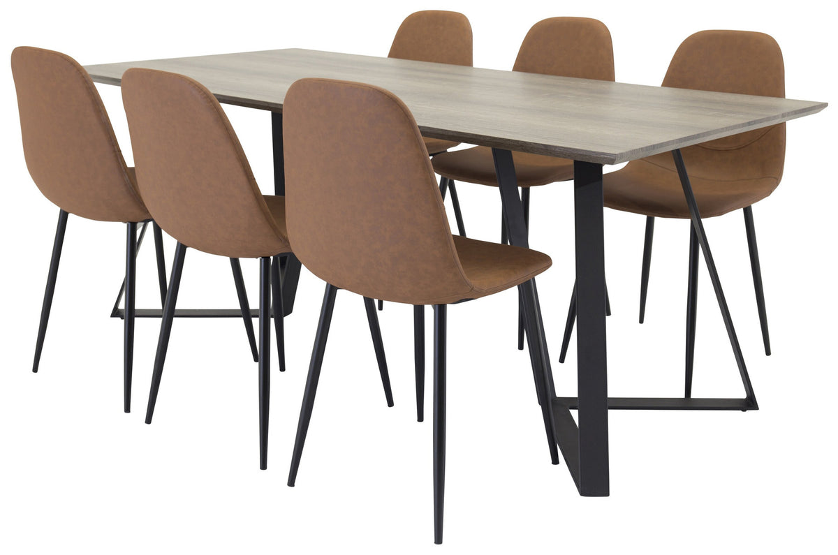 Marina Esszimmerset Polar 180cm/6St. in Schwarz / Braun präsentiert im Onlineshop von KAQTU Design AG. Esszimmerset ist von Venture Home