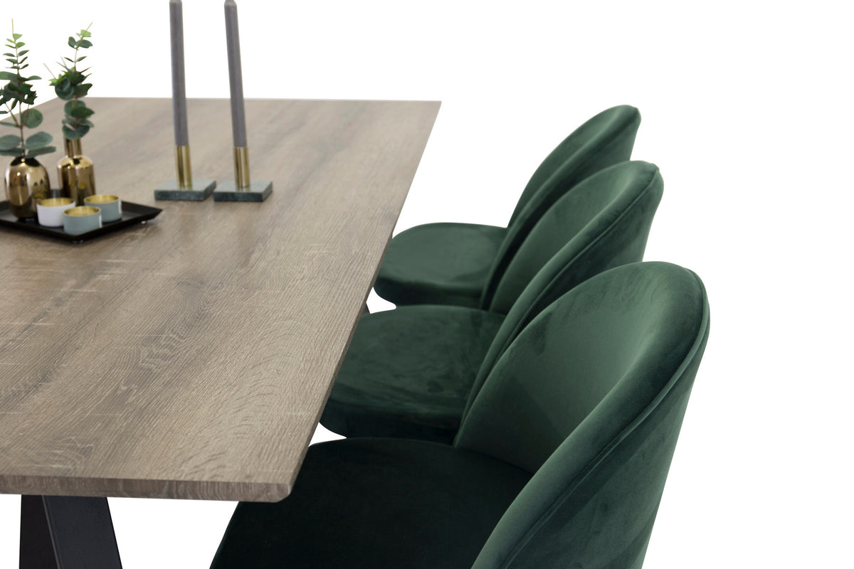 Marina Esszimmerset Velvet 180cm/6St. in Grau / Schwarz / Grün präsentiert im Onlineshop von KAQTU Design AG. Esszimmerset ist von Venture Home