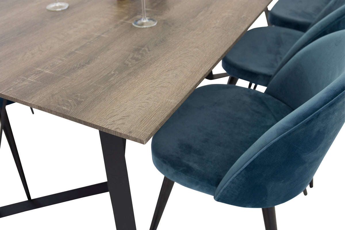 Marina Esszimmerset Velvet 180cm/6St. in Schwarz Blau präsentiert im Onlineshop von KAQTU Design AG. Esszimmerset ist von Venture Home