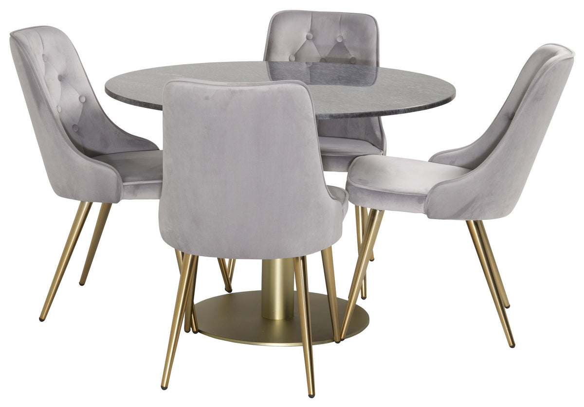 Estelle Esszimmerset + Velvet Deluxe ⌀106cm/4St. in Gold präsentiert im Onlineshop von KAQTU Design AG. Esszimmerset ist von Venture Home