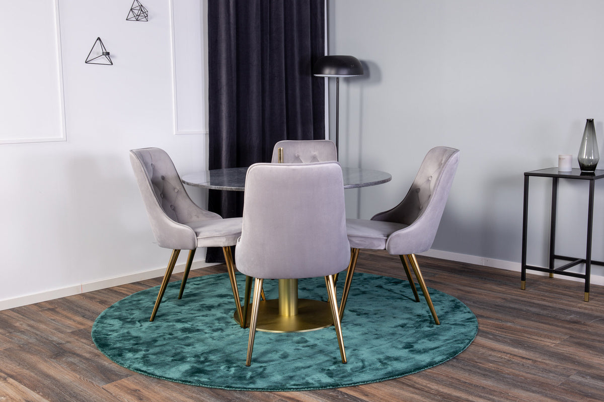 Estelle Esszimmerset + Velvet Deluxe ⌀106cm/4St. in Gold präsentiert im Onlineshop von KAQTU Design AG. Esszimmerset ist von Venture Home