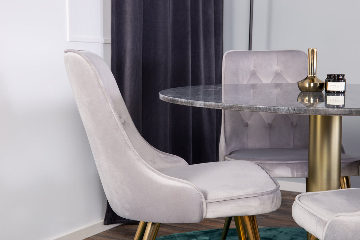 Estelle Esszimmerset + Velvet Deluxe ⌀106cm/4St. in Gold präsentiert im Onlineshop von KAQTU Design AG. Esszimmerset ist von Venture Home