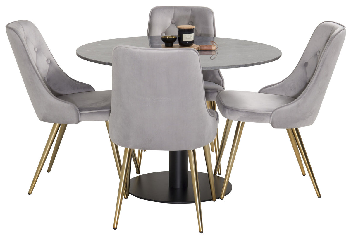 Estelle Esszimmerset + Velvet Deluxe 140cm/4St. in Beige, Gold präsentiert im Onlineshop von KAQTU Design AG. Esszimmerset ist von Venture Home