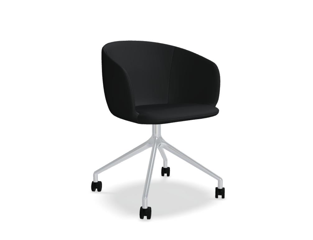 Grace GRPP19K - Stuhl mit poliertem Aluminiumgestell in Platin präsentiert im Onlineshop von KAQTU Design AG. Dreh-Schalenstuhl mit Rollen ist von Mdd