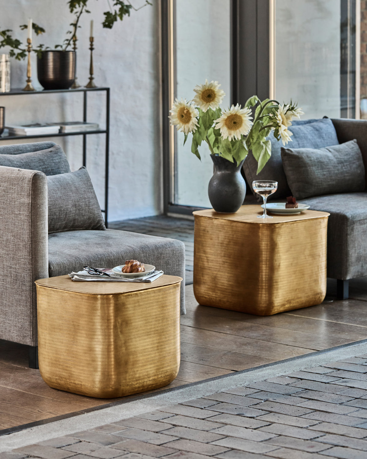 Couchtisch-Set, HDCajas with storage, Gold in Gold präsentiert im Onlineshop von KAQTU Design AG. Beistelltisch ist von House Doctor