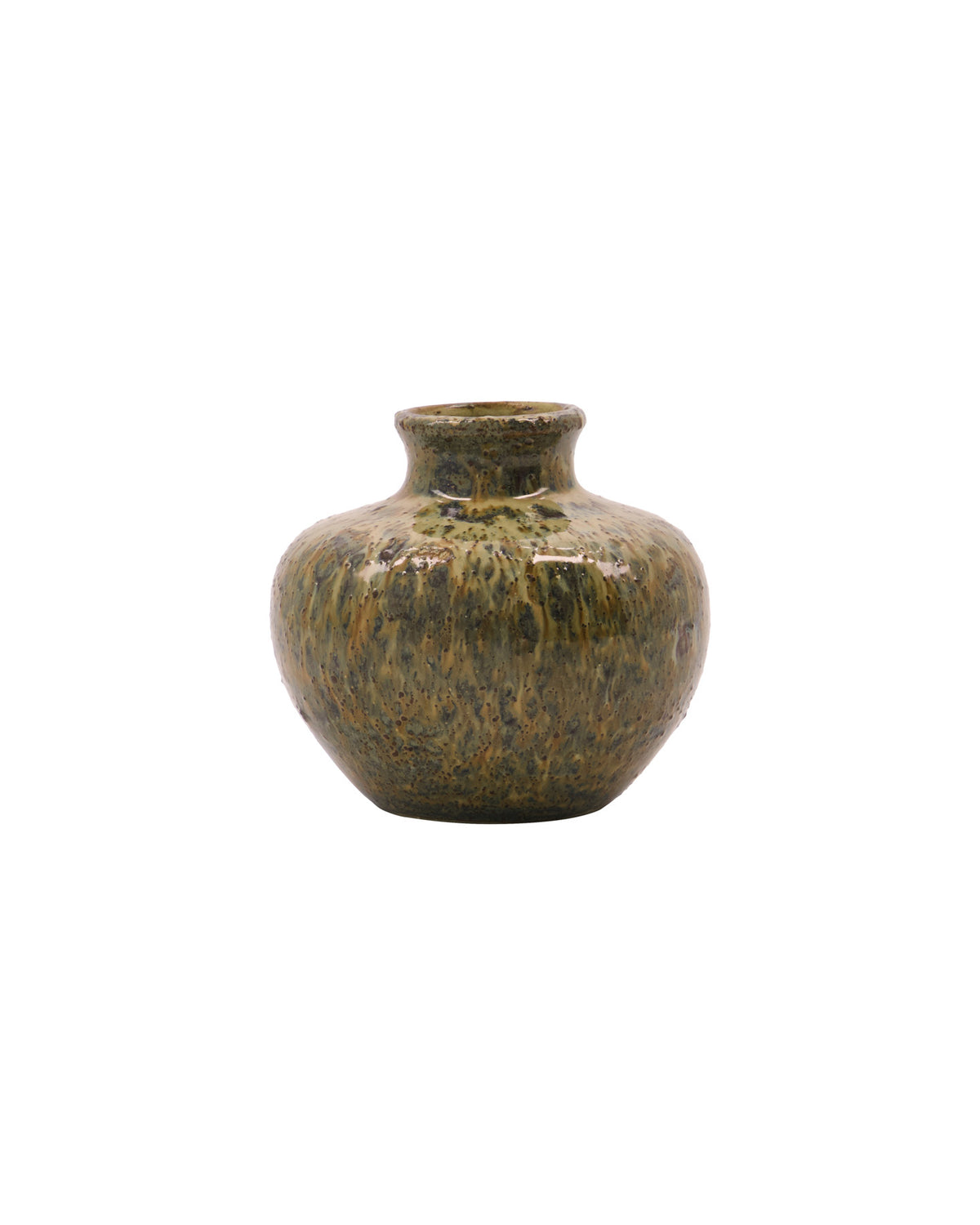 Braune glasierte Vase HDBodi aus Tonwaren von House Doctor, kompakte runde Form