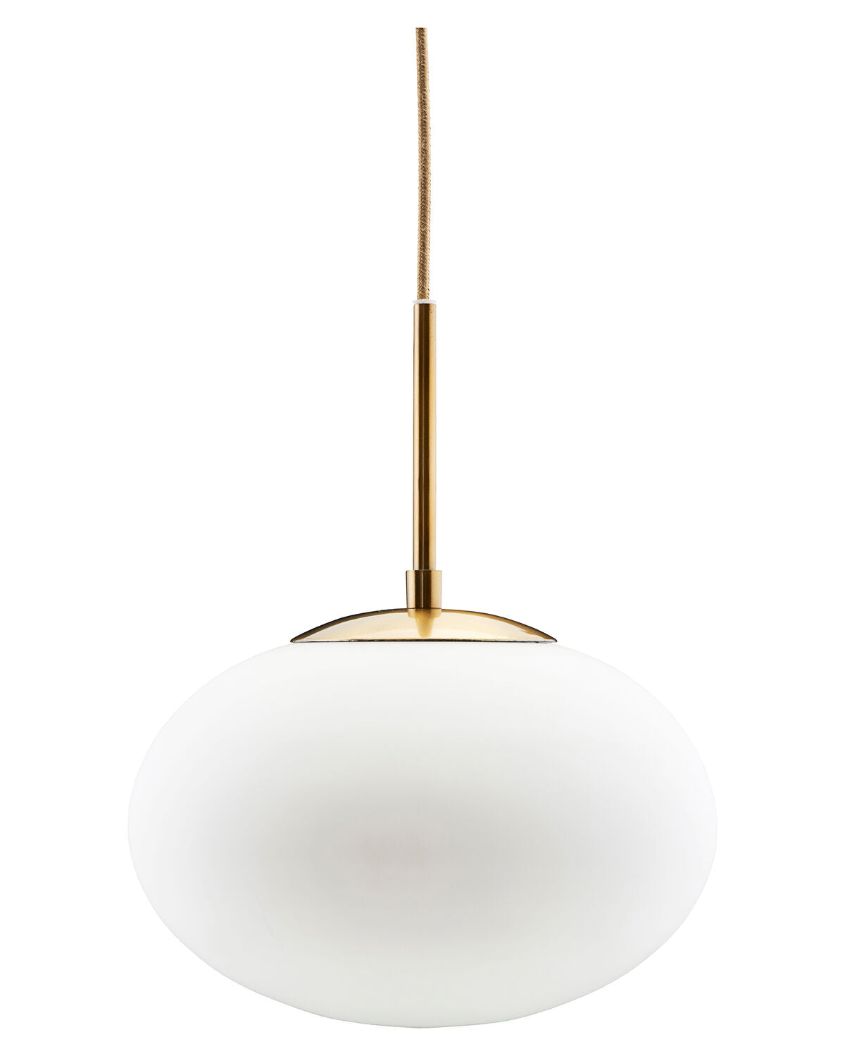 Weisse Glas-Pendelleuchte Opal von House Doctor mit Messing-Details und Kabel
