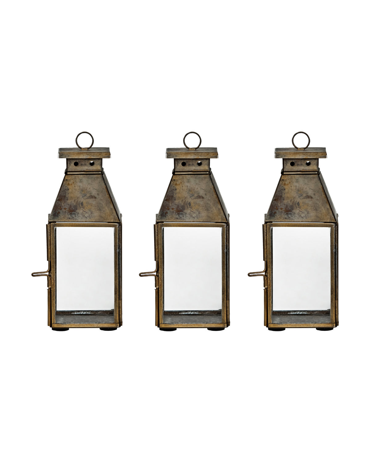 Laterne Windlicht HDTilka mit Eisenrahmen in antikem Messing-Finish und Glas