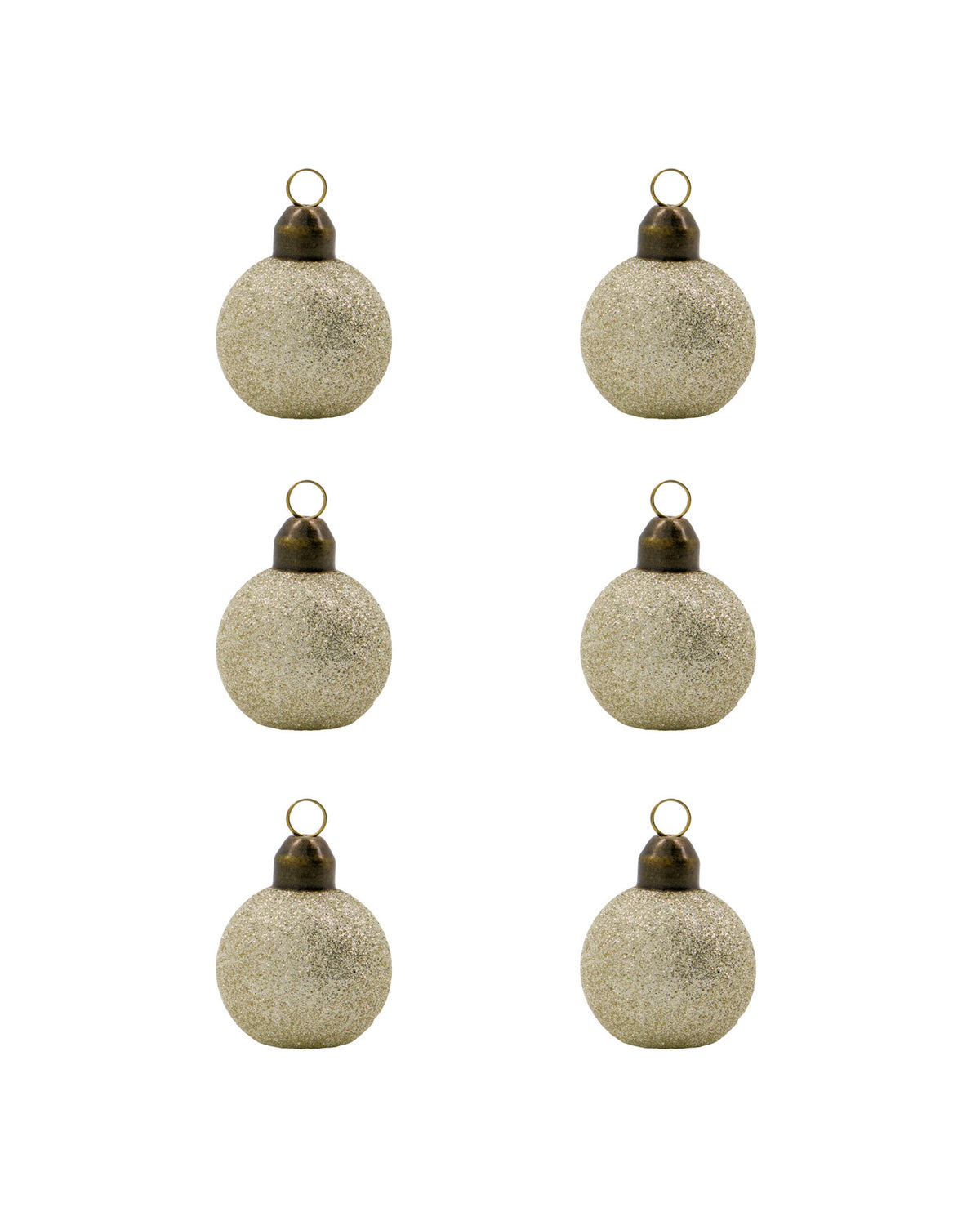 Sechs Kartenhalter HDVisit aus Glas mit Eisenring in Champagner mit Glitzer
