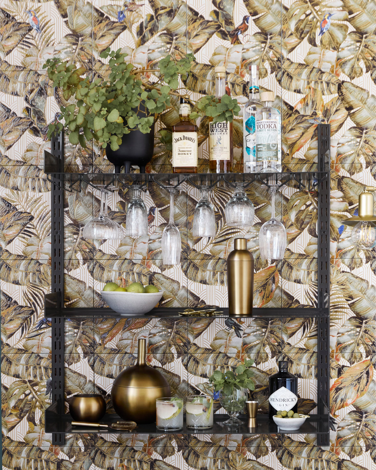 Glass rack, HDFari, Schwarz in Schwarz präsentiert im Onlineshop von KAQTU Design AG. Wandregal ist von House Doctor