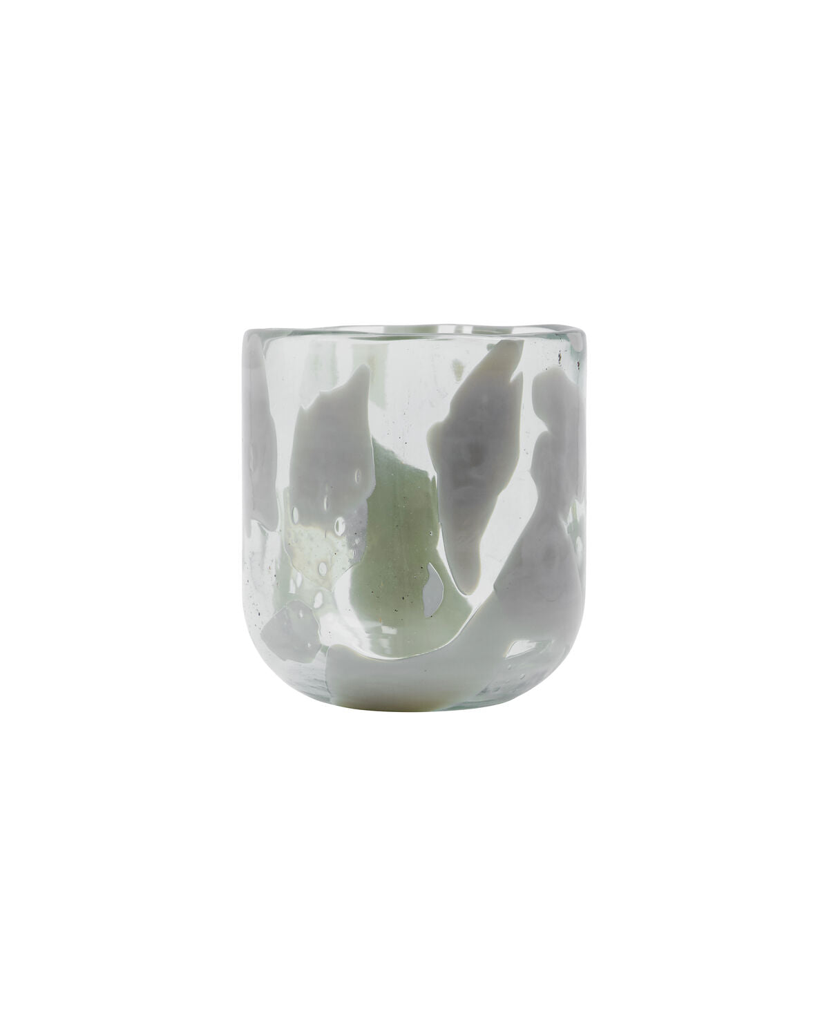 Beiger Teelichthalter HDHome aus Glas mit sandfarbenem Muster, runde Form