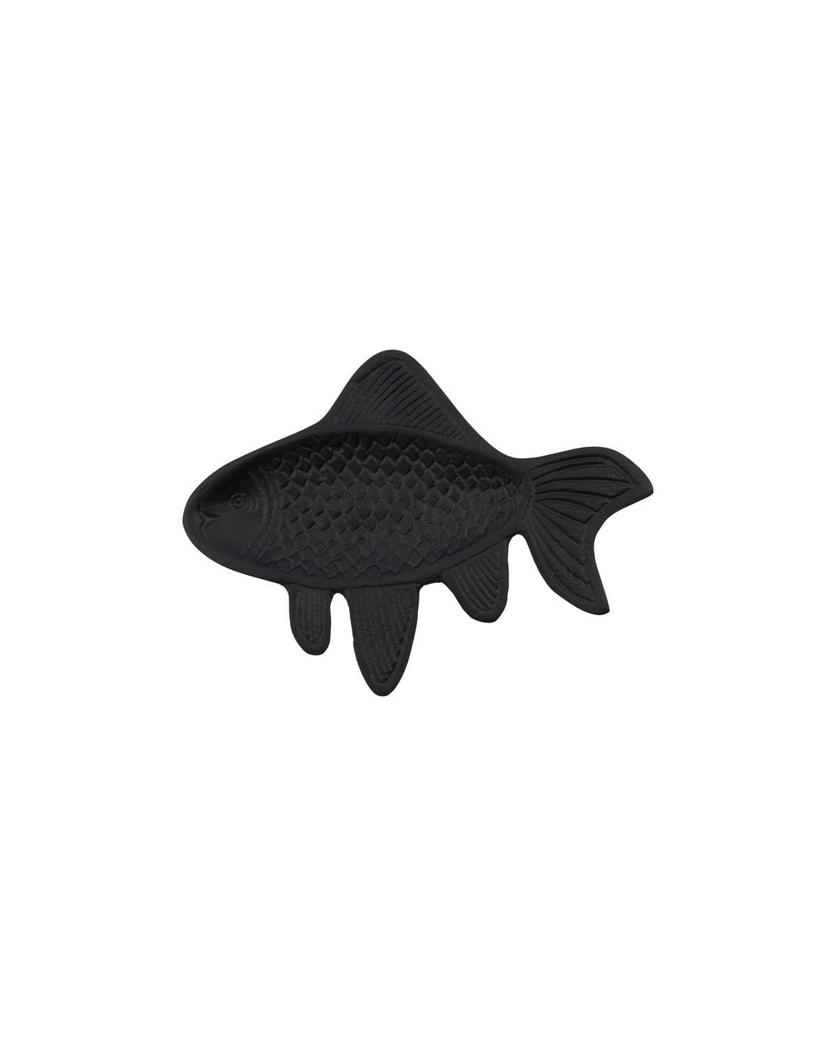 Schwarzes Wandobjekt HDFish in abstrakter Fischform aus mattem Aluminium