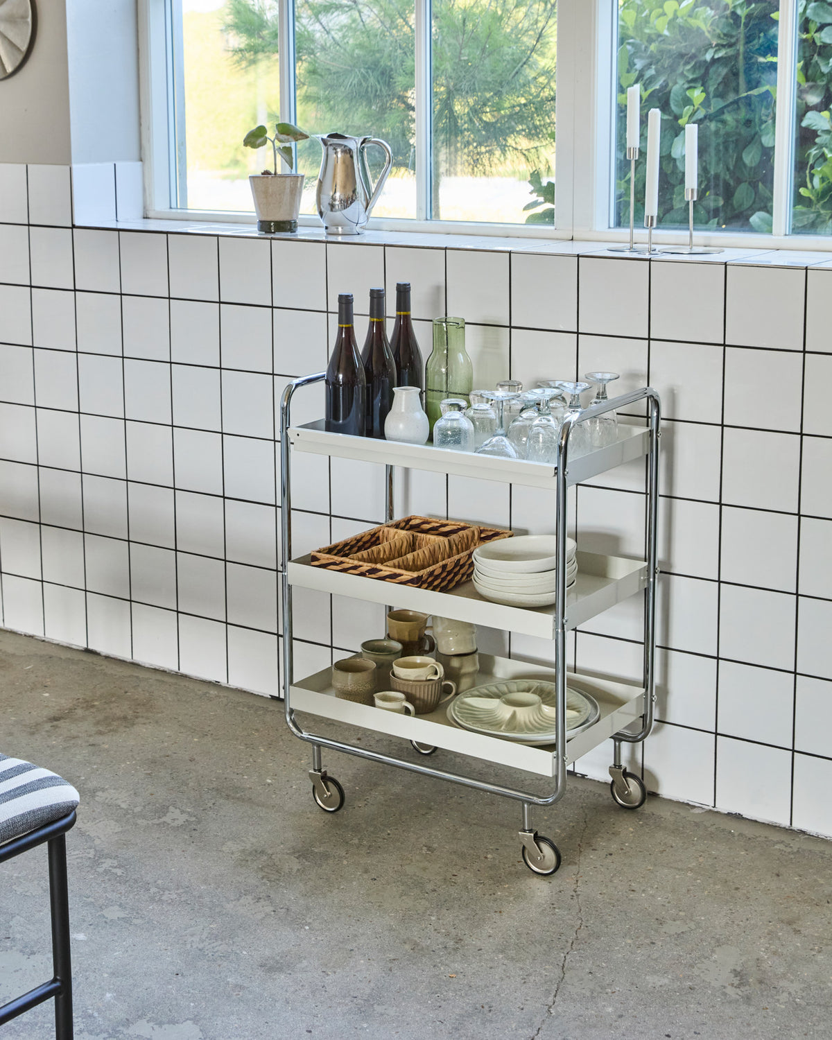 Trolley, HDRoll, Large, Off-White, Crome in Off-white präsentiert im Onlineshop von KAQTU Design AG. Servierwagen ist von House Doctor