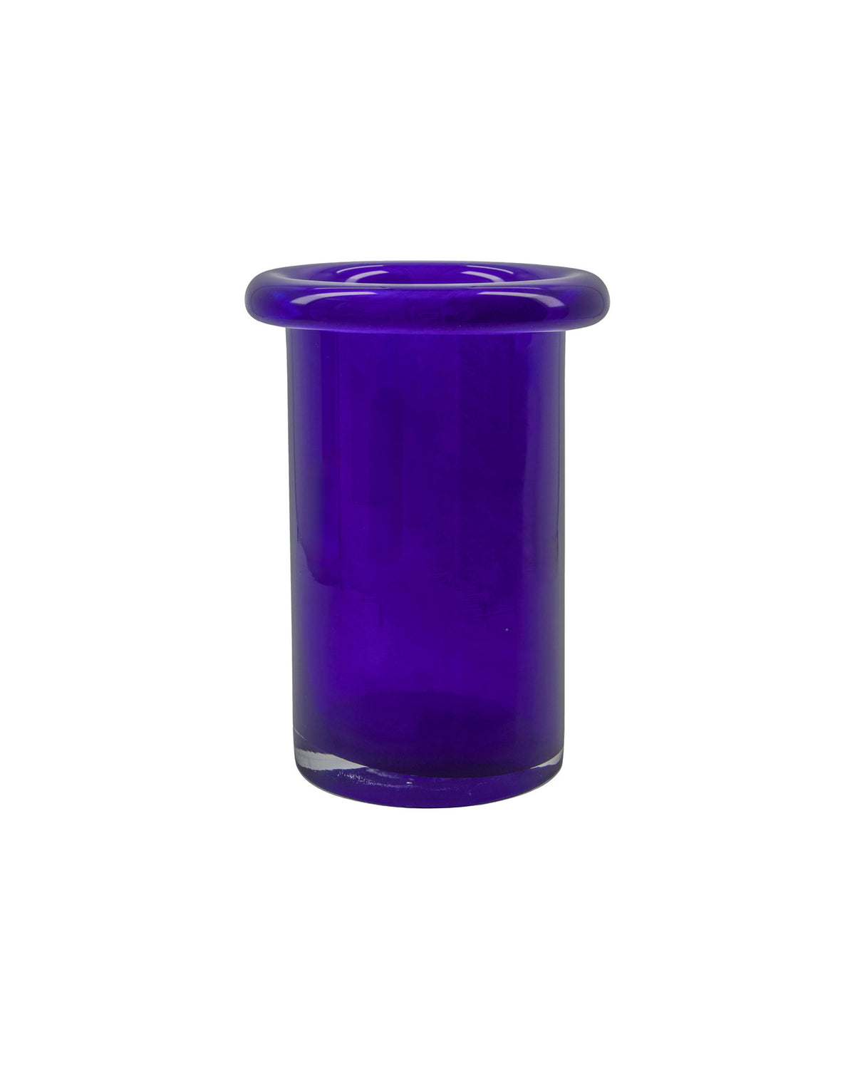 Blaue Vase HDBuck aus Glas mit glänzender Oberfläche, gewölbter Form und rundem Rand