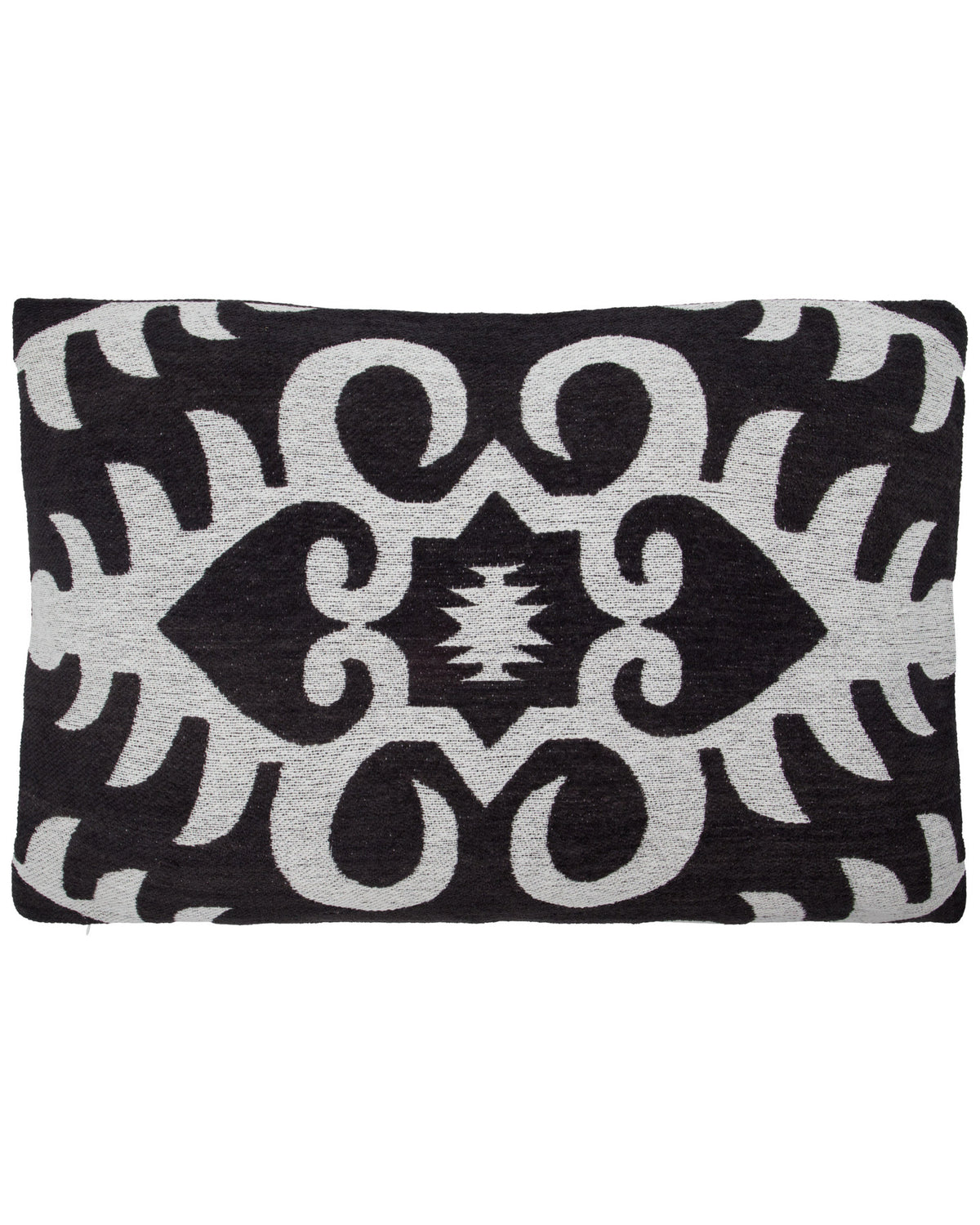 Kissenbezug HDAmici aus Baumwolle mit schwarz-weissem Ikat-Muster, rechteckig