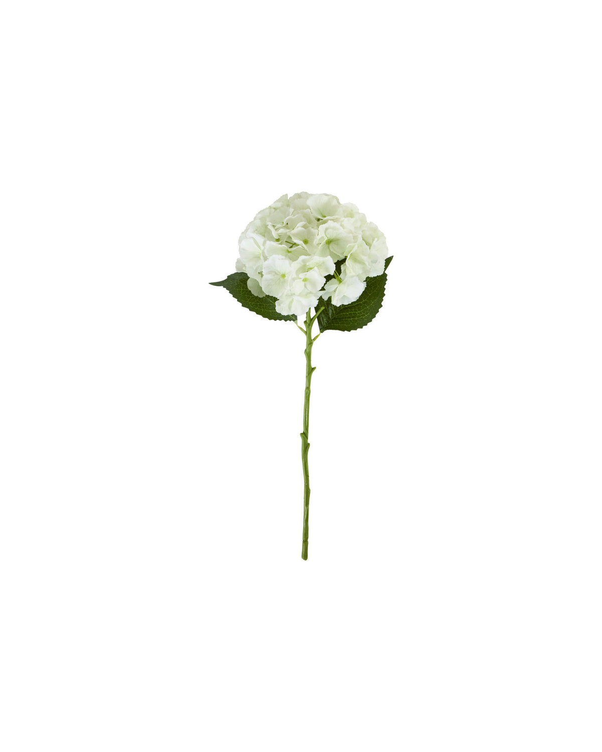 Kunstblume HDHydrangea in Weiss: Hortensienstiel mit rundem, cremigem Blütenkopf