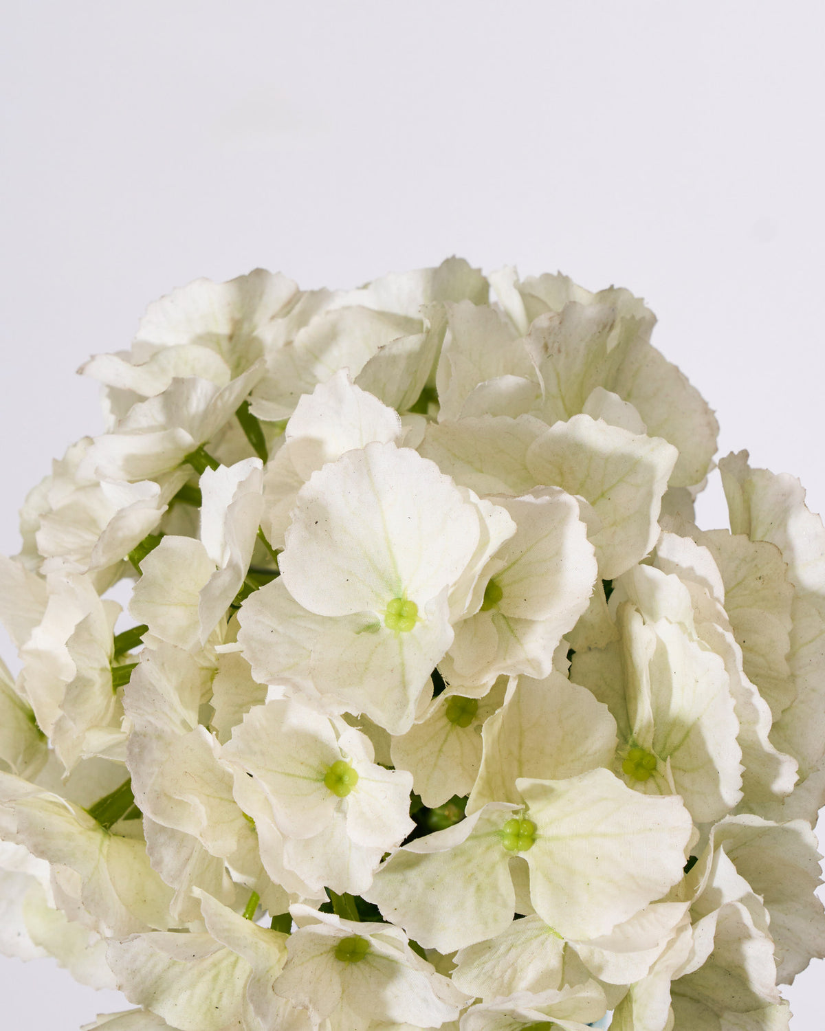 Kunstblume HDHydrangea in Weiss: Hortensienstiel mit rundem, cremigem Blütenkopf