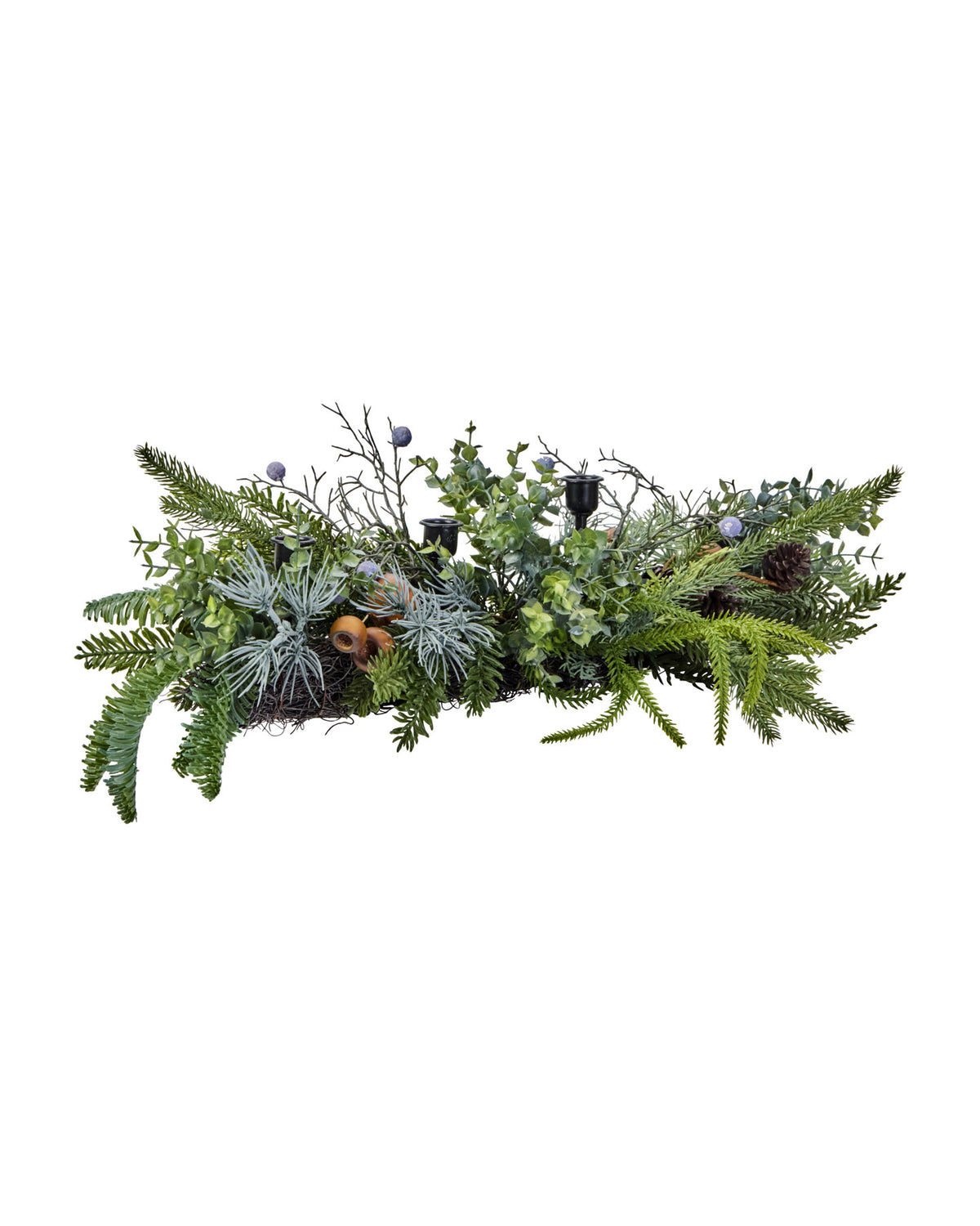 Grüner Kerzenständer HDDecor mit künstlichem Blattwerk und Kerzenhalter aus Eisen
