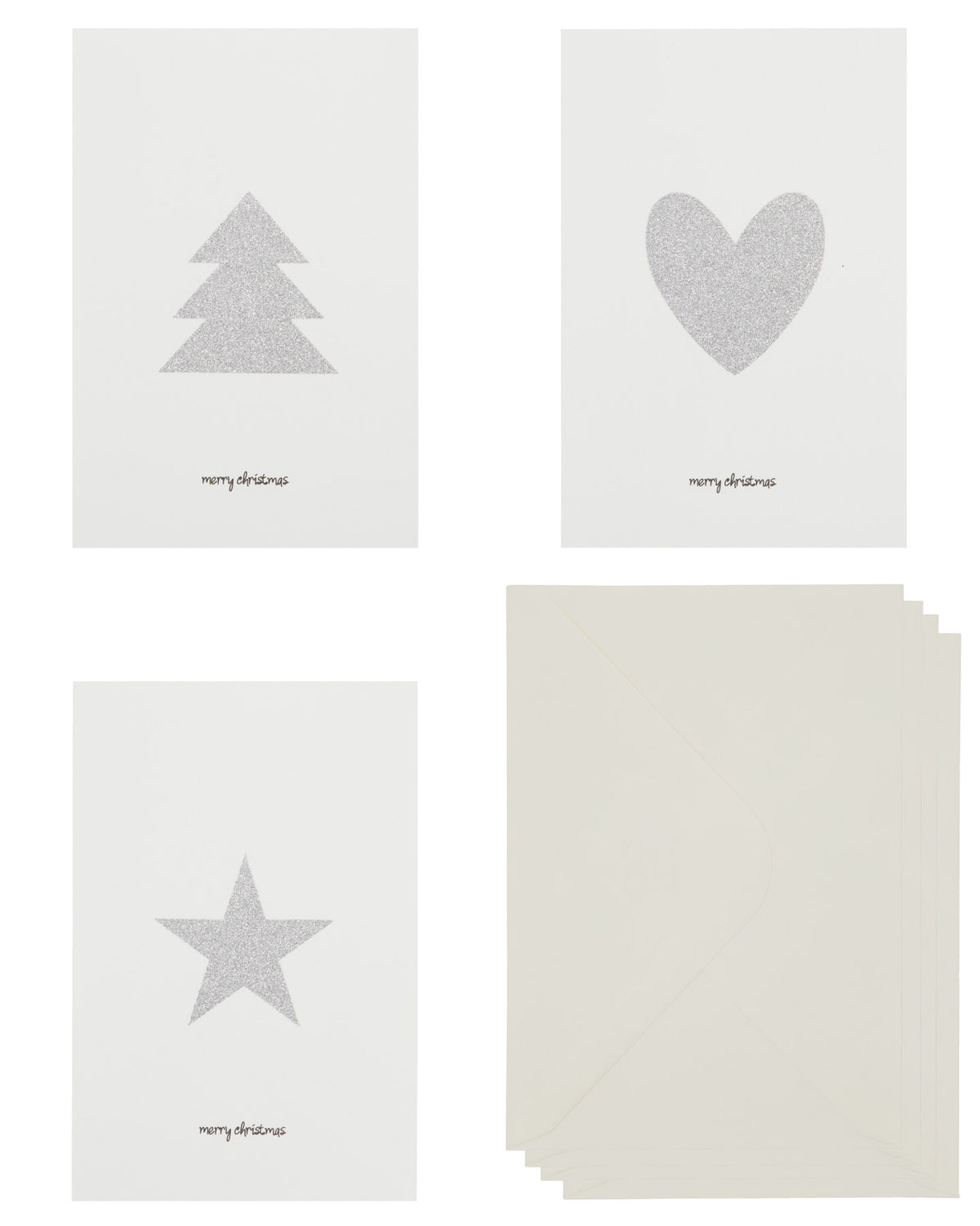 Grußkarten, HDGlitr, Silber m. Glitzer, Weiß in Silver w. glitter präsentiert im Onlineshop von KAQTU Design AG. Geschenkzubehör ist von House Doctor