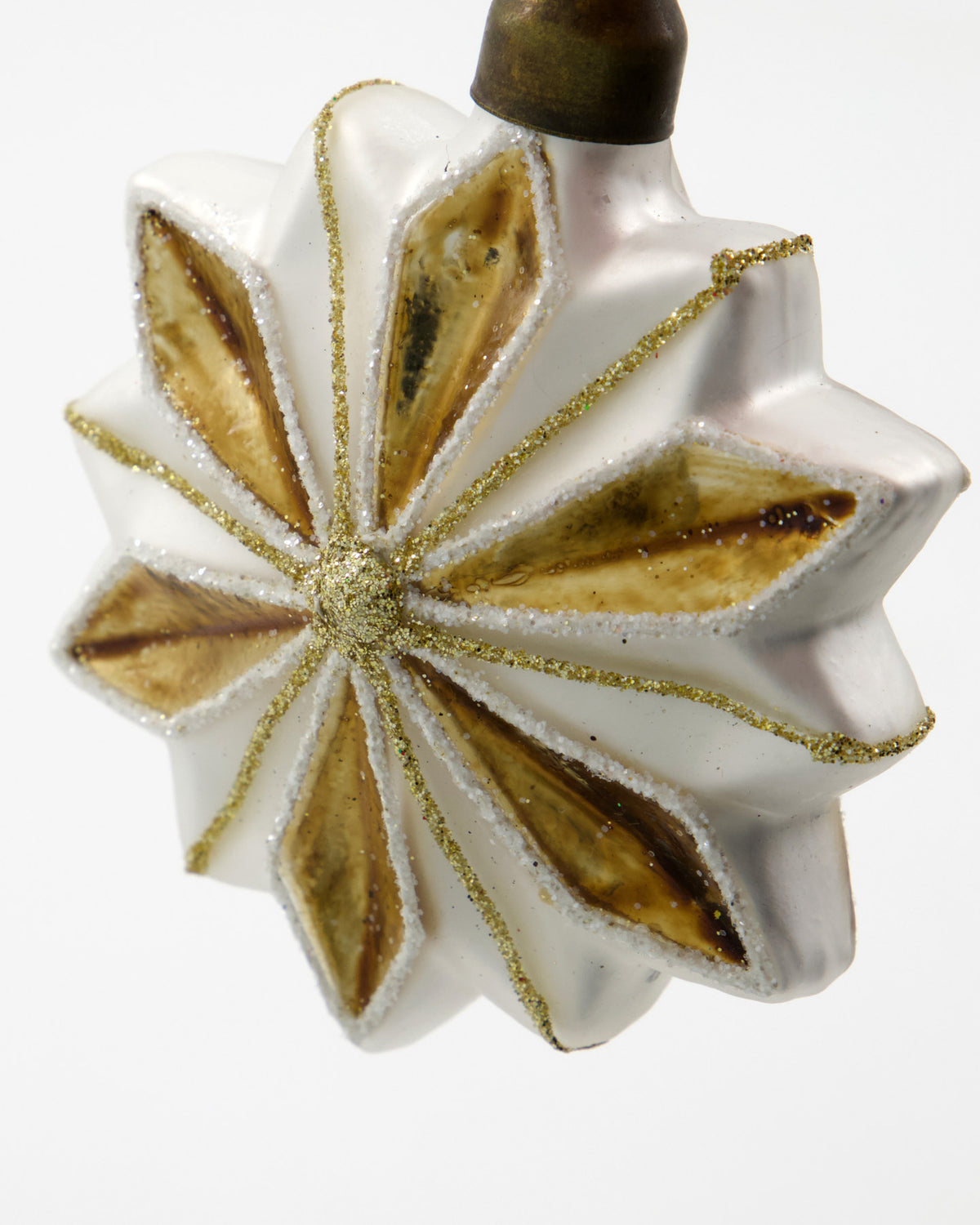 Vier Sterne aus Glas als Weihnachtsschmuck HDStella in Gold, mattem Weiss und Glitzer