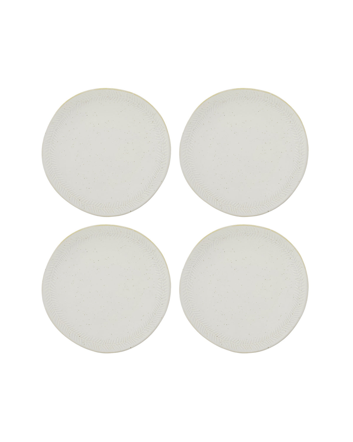 Runde Teller HDServe in Off-White aus Steingut mit gesprenkelter Glasur und glatter Oberfläche
